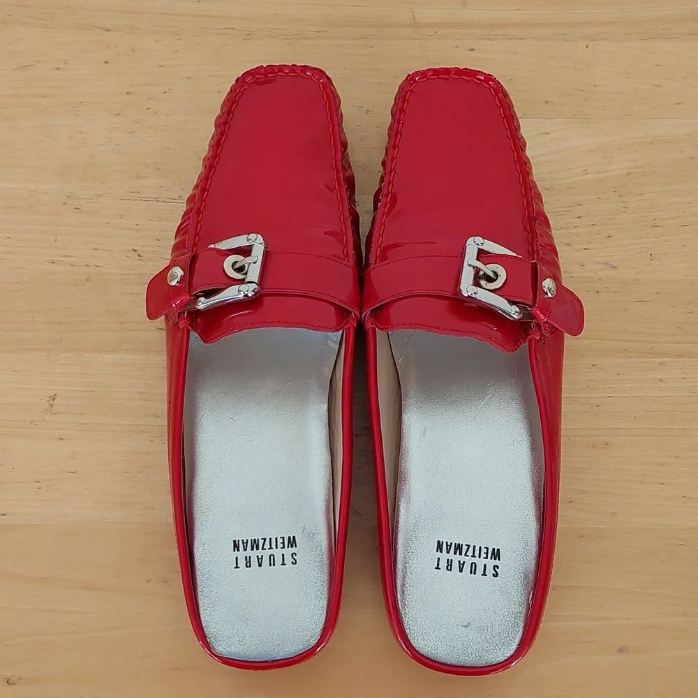 Stuart Weitzman Red Patent Leather Mules - Picture 6 of 15